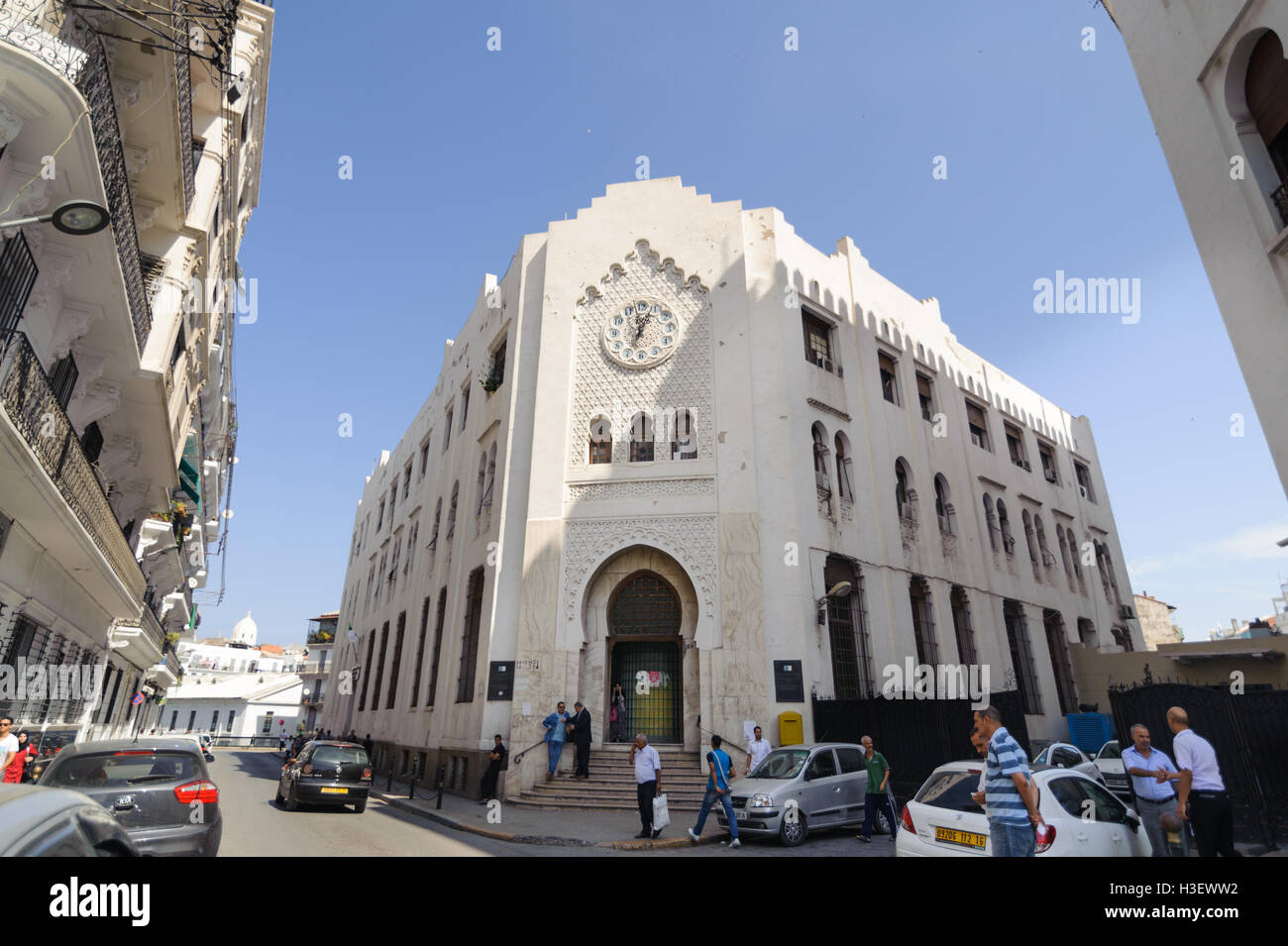 French colonial side of the city of Algiers Algeria.Modern city has many old french type buildings. Stock Photo