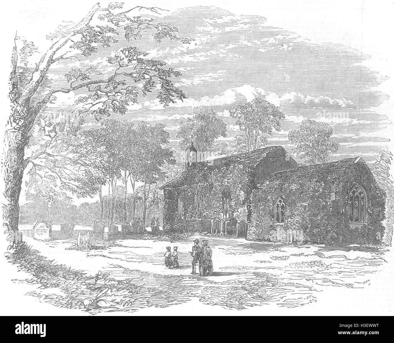 DURHAM Long Newton Church, Londonderry's grave 1854. Illustrated London News Stock Photo