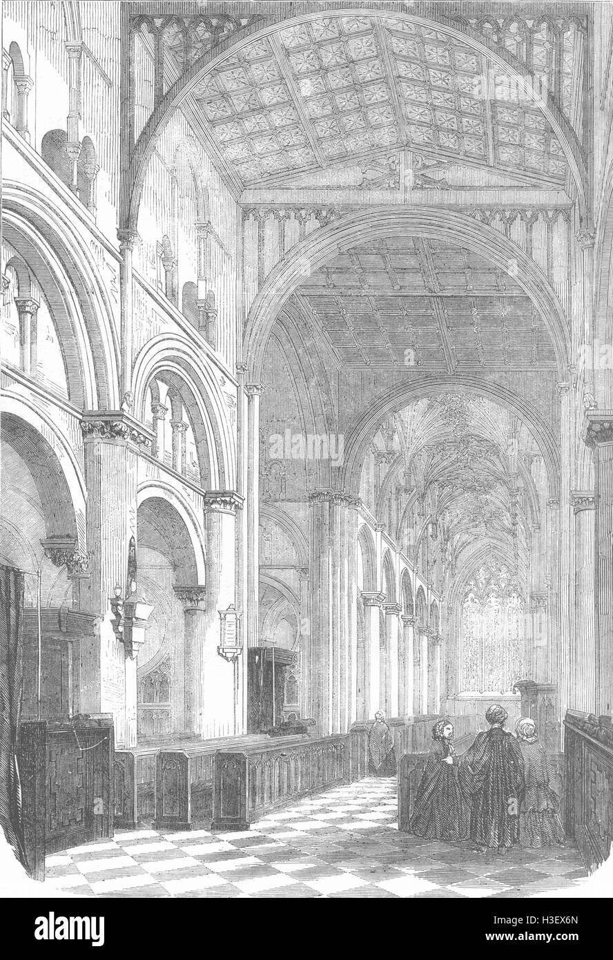 OXON Cathedral of Christ Church, Oxford, restored 1856. Illustrated
