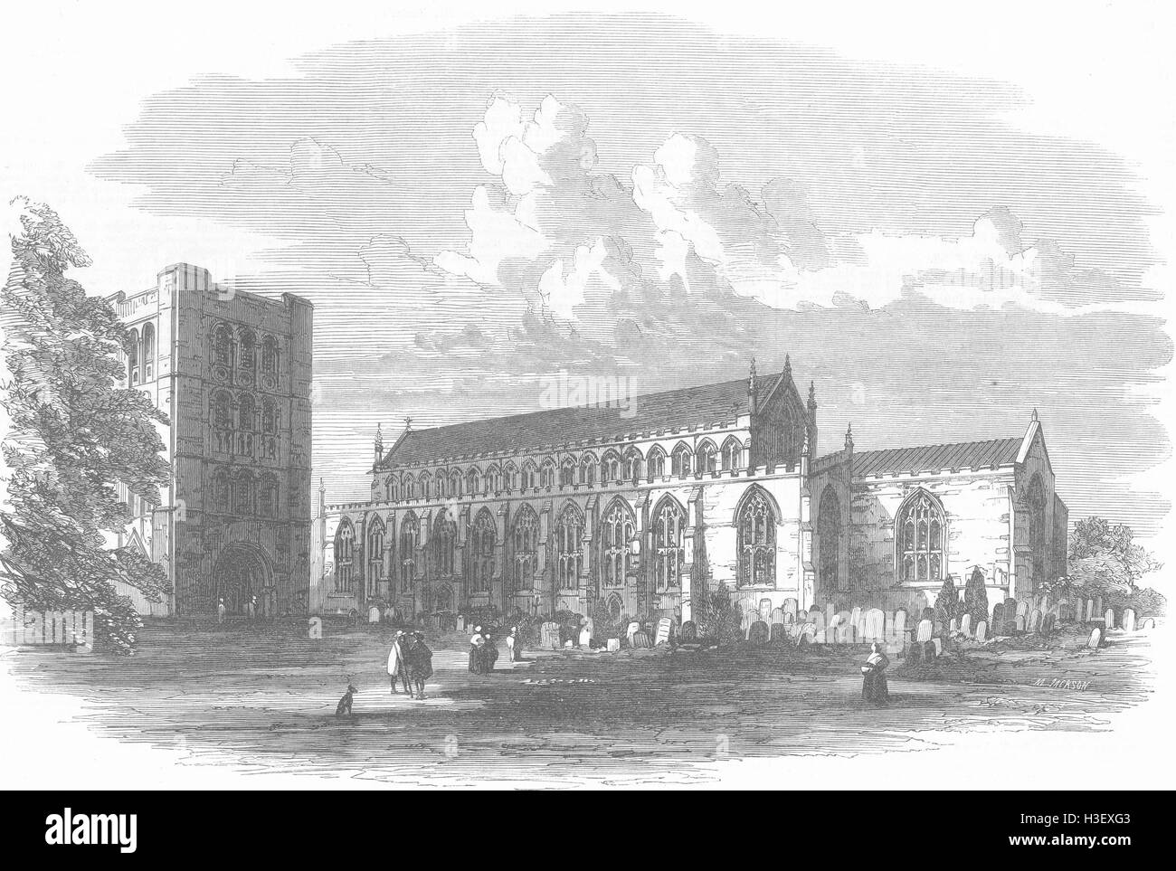 SUFFOLK St Jamess Church, Bury St Edmunds, restored 1864. Illustrated London News Stock Photo