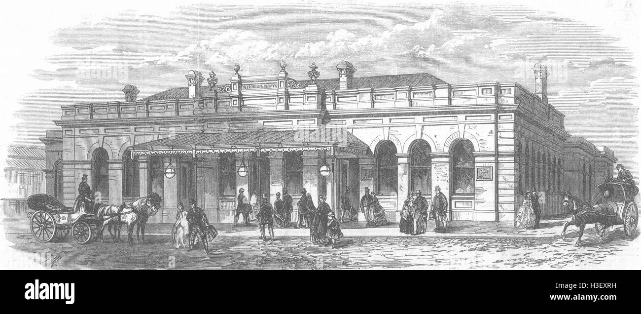 LONDON Farringdon Underground station, Cowcross St 1866. Illustrated London News Stock Photo