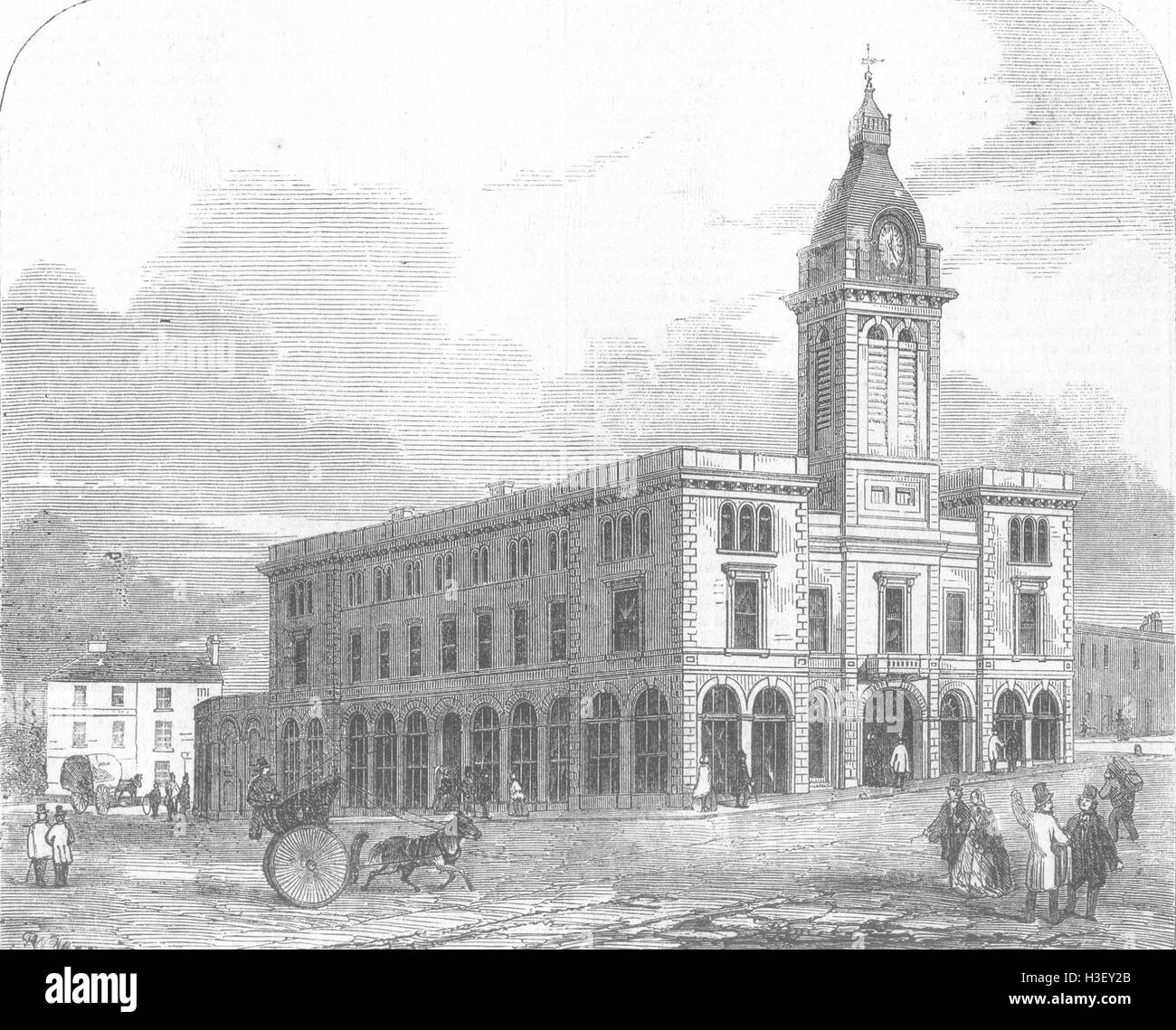 DERBYS New Market-Hall, Chesterfield 1857. Illustrated London News Stock Photo