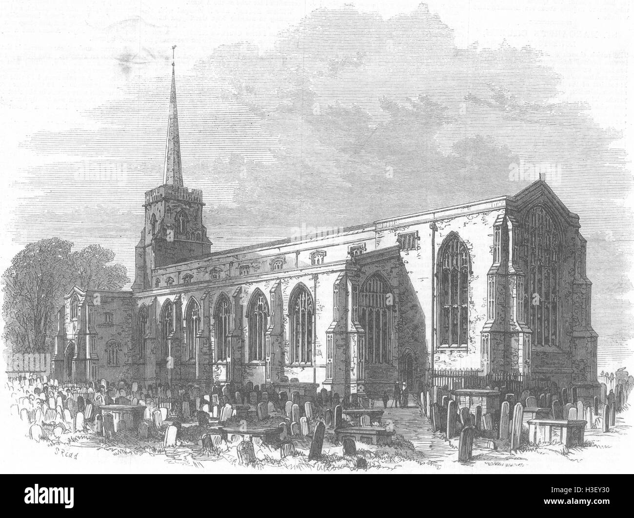 SUFFOLK St Margarets Church, Lowestoft, restored 1871. Illustrated London News Stock Photo