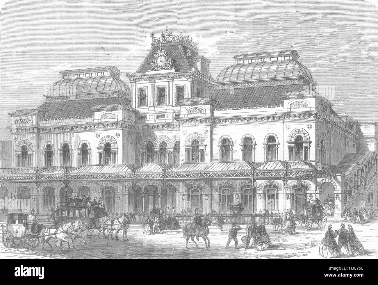 LANCS new Station, Liverpool St, City 1866. Illustrated London News Stock Photo