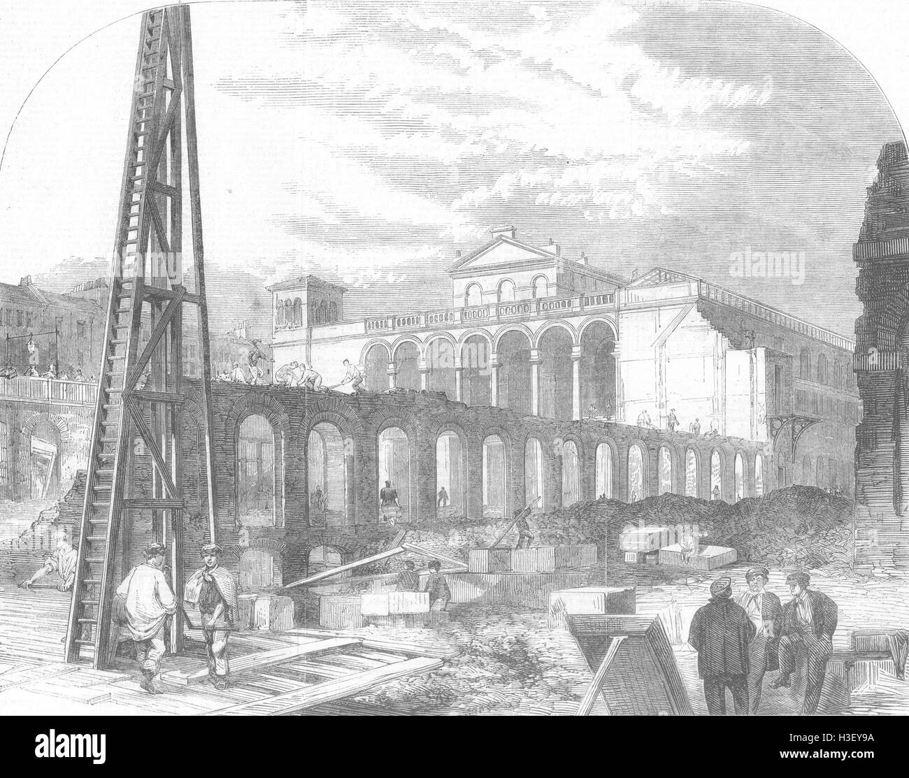 LONDON Construction of CharingCross Station 1862. Illustrated London