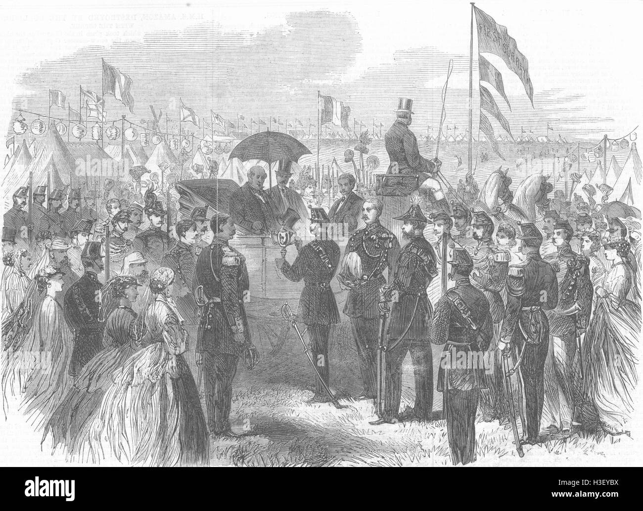 LONDON Wimbledon Rifle Meeting Presenting the cup 1866. Illustrated