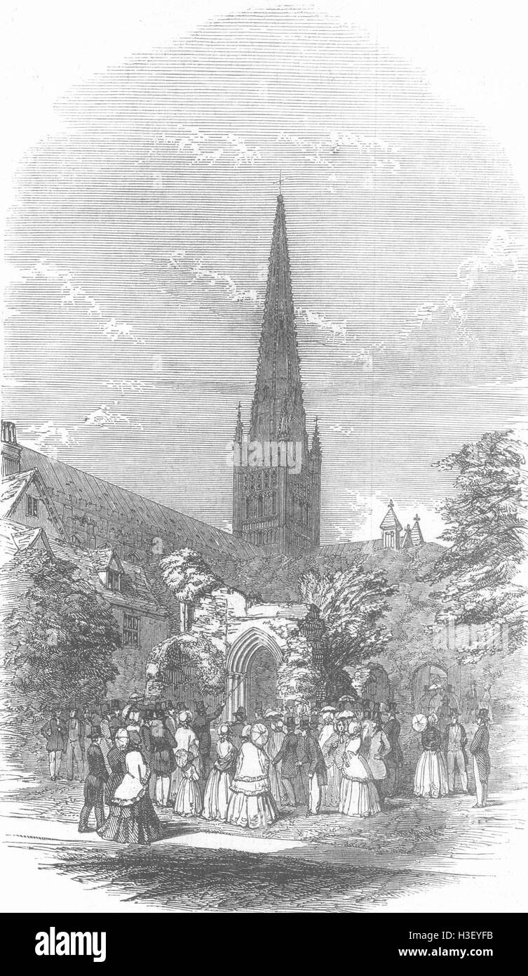 NORFOLK Prof. Williss Lecture, Norwich Cathedral 1847. Illustrated London News Stock Photo