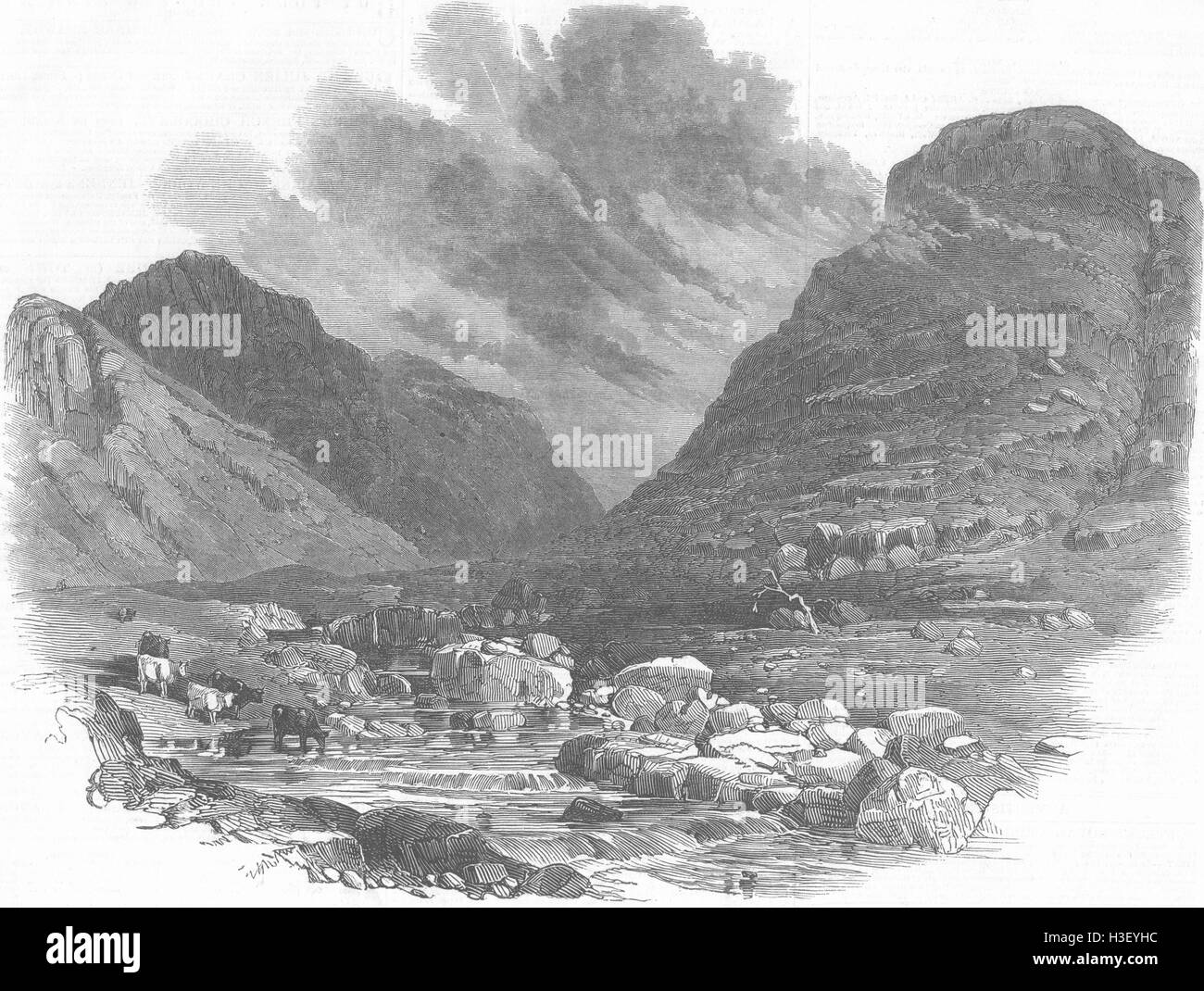 SCOTLAND The pass of Glencoe 1847. Illustrated London News Stock Photo
