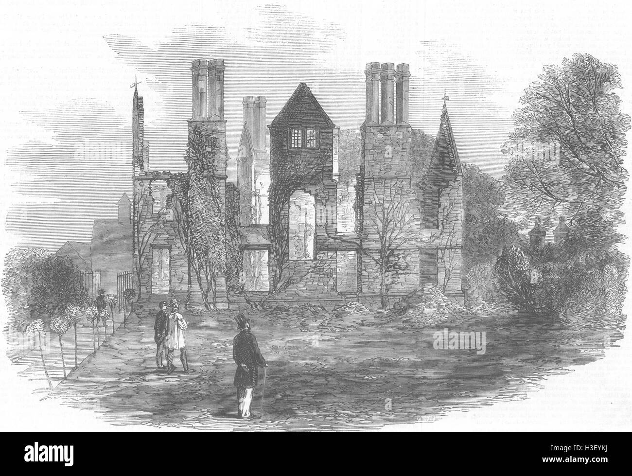 DERBYS Ruins of King's Newton Hall, near Melbourne 1859. Illustrated London News Stock Photo