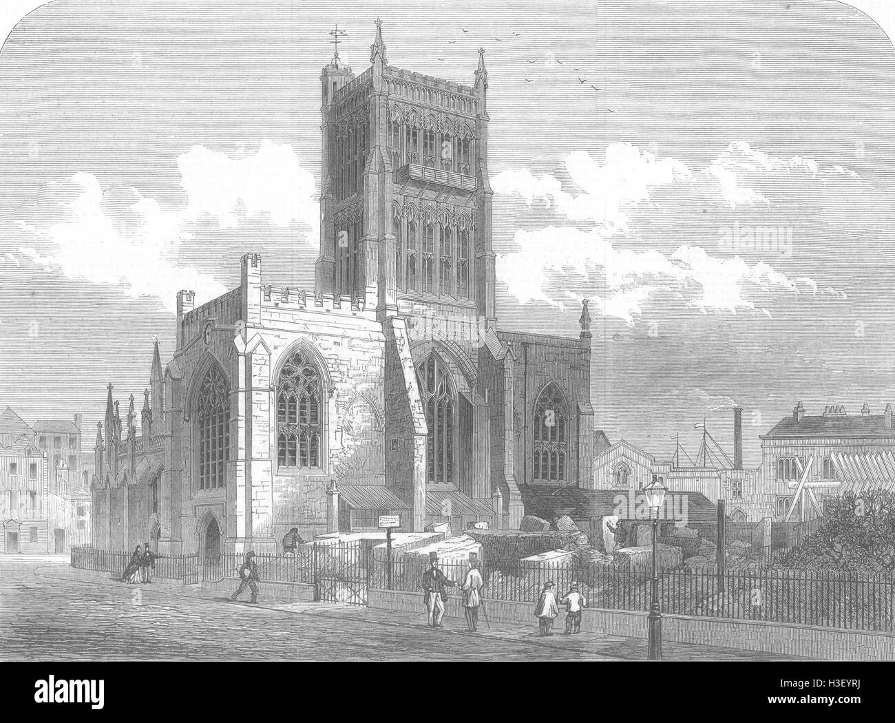 GLOS The West front of Bristol Cathedral 1867. Illustrated London News Stock Photo