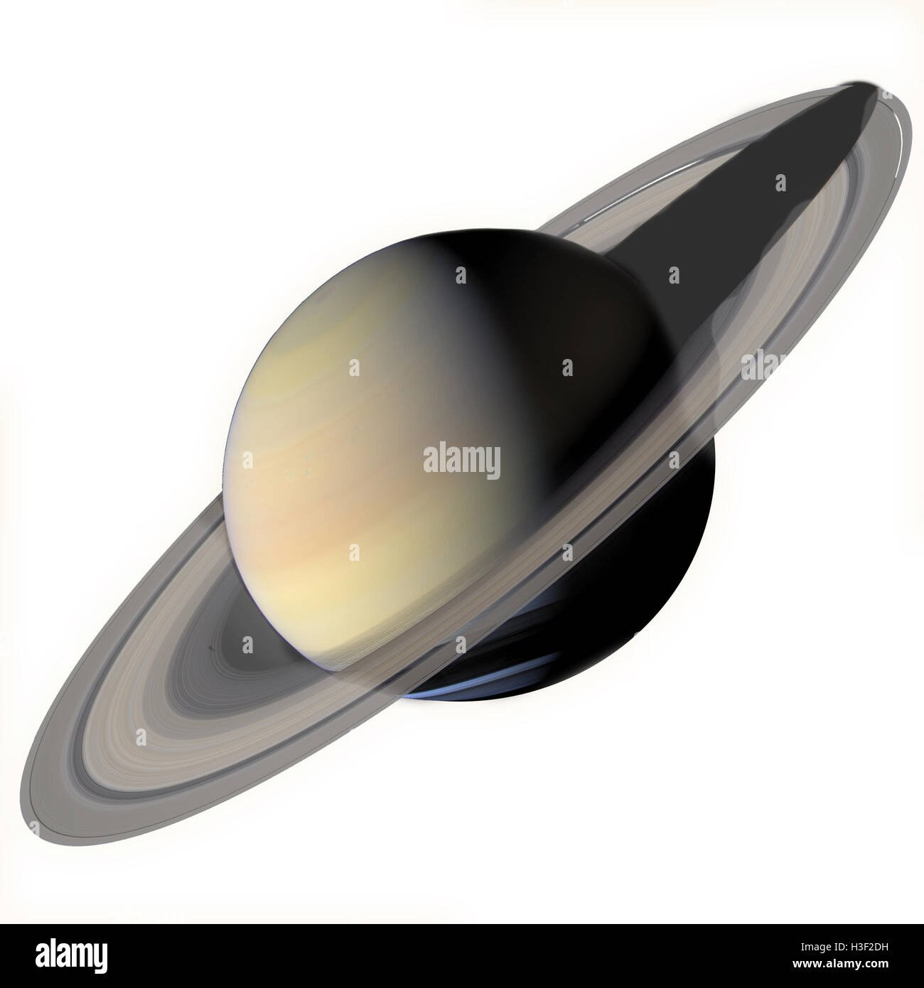 Solar System - Saturn. Isolated planet on white background. Elements of this image furnished by NASA Stock Photo