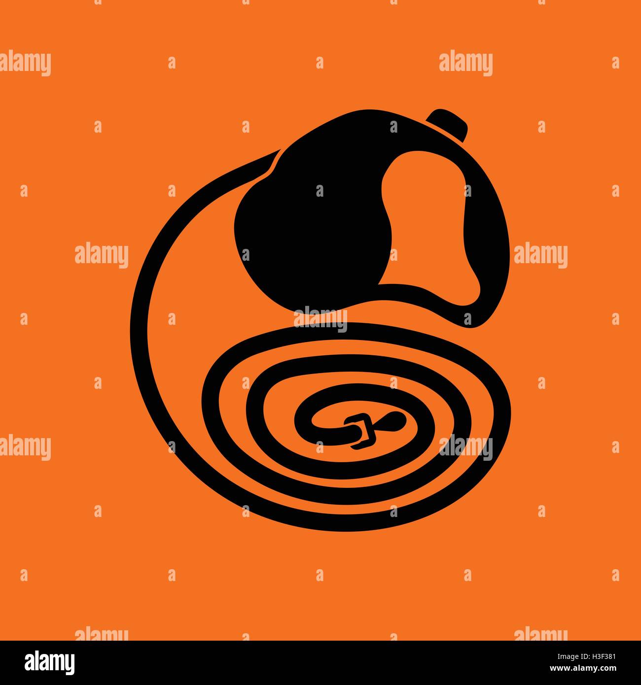 Dog lead icon. Orange background with black. Vector illustration Stock