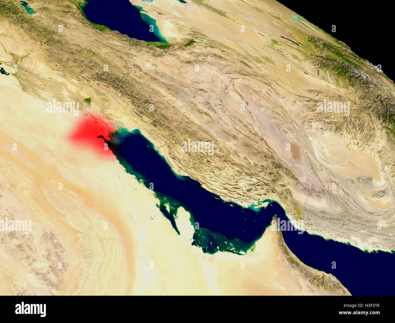 Kuwait map satellite geography hi-res stock photography and images - Alamy