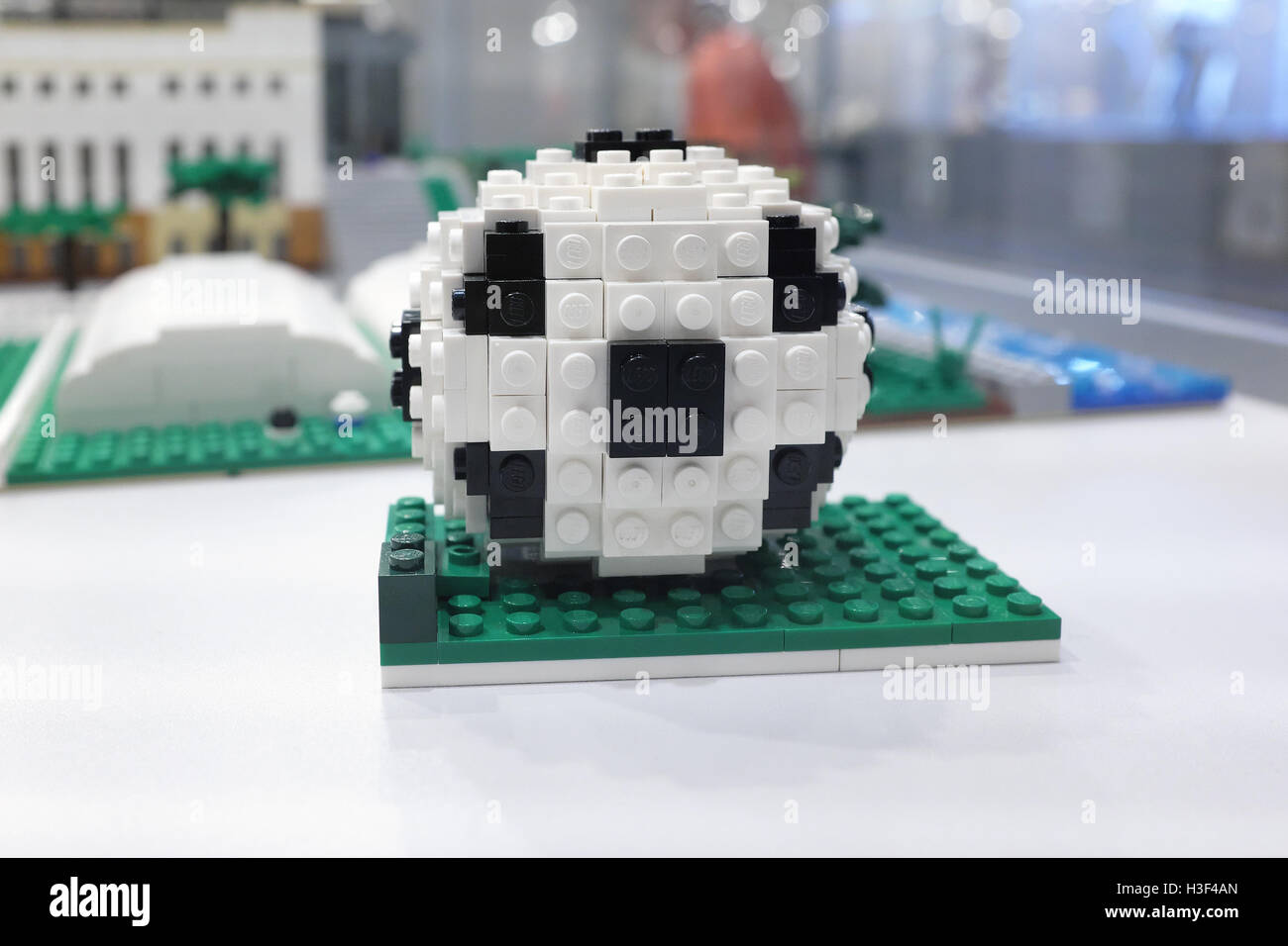 Football player ball toy made from Lego blocks on exhibition Rzeszow,  Poland Stock Photo - Alamy