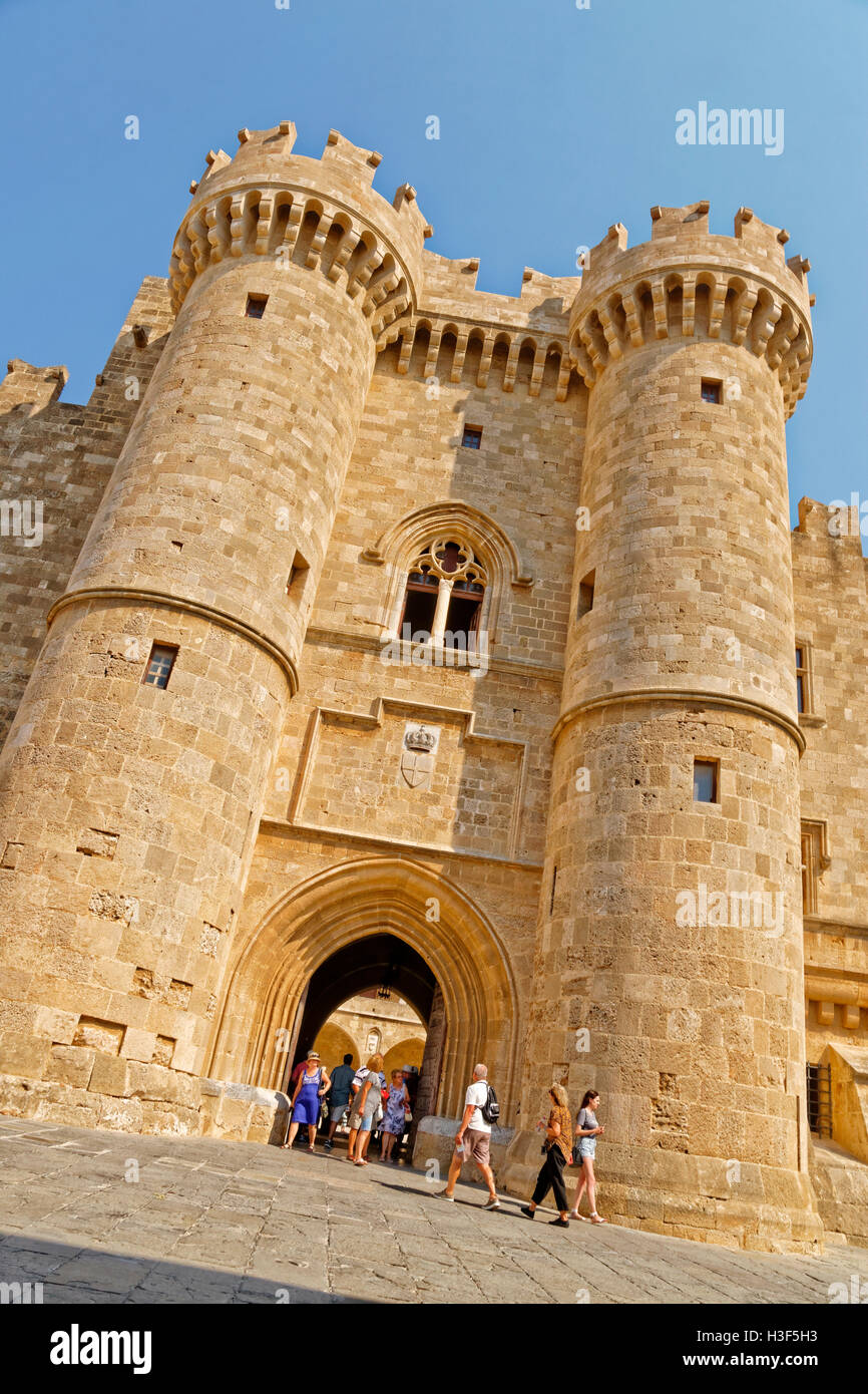 Entrance to the Palace of the Grand Master of Rhodes, Rhodes Island, Dodecanese Islands, Greece. Stock Photo