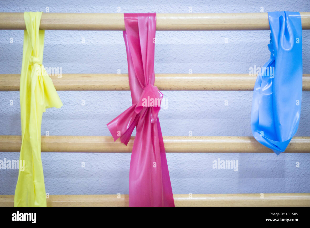 Elastic stretch bands in physical therapy equipment in physiotherapy