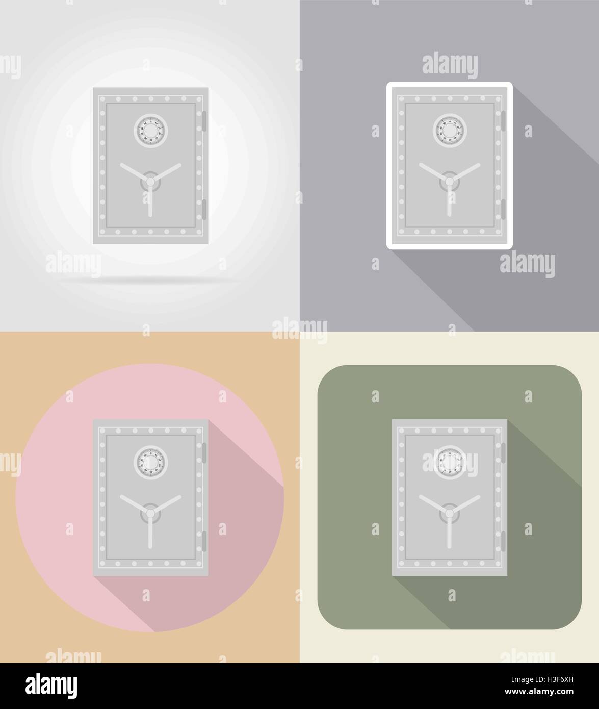 safe with combination lock flat icons vector illustration isolated on ...
