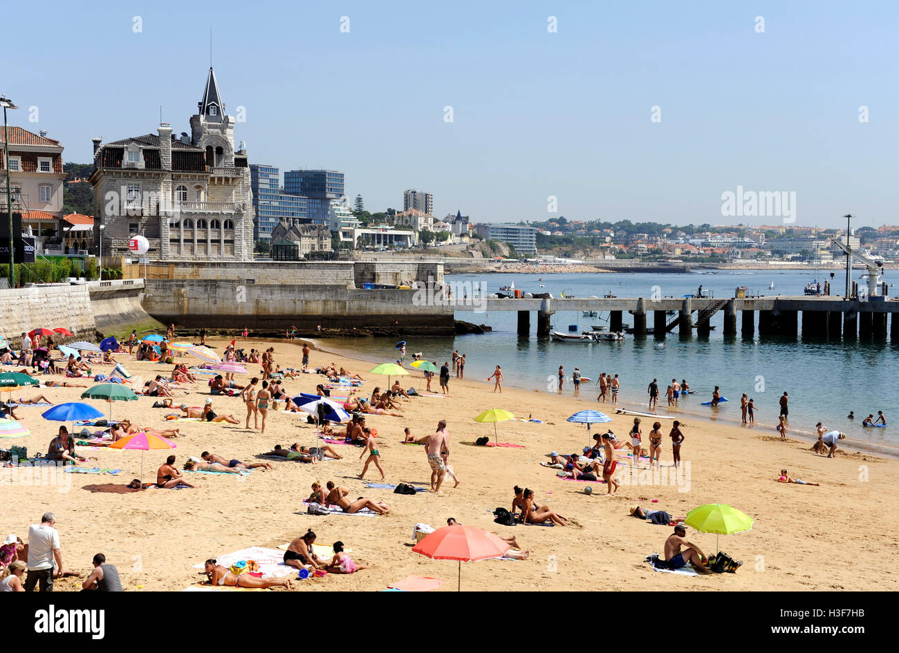 Plaia da Ribeira de Cascais, Cascais beach, Lisboa, Lisbon, Portugal Stock Photo