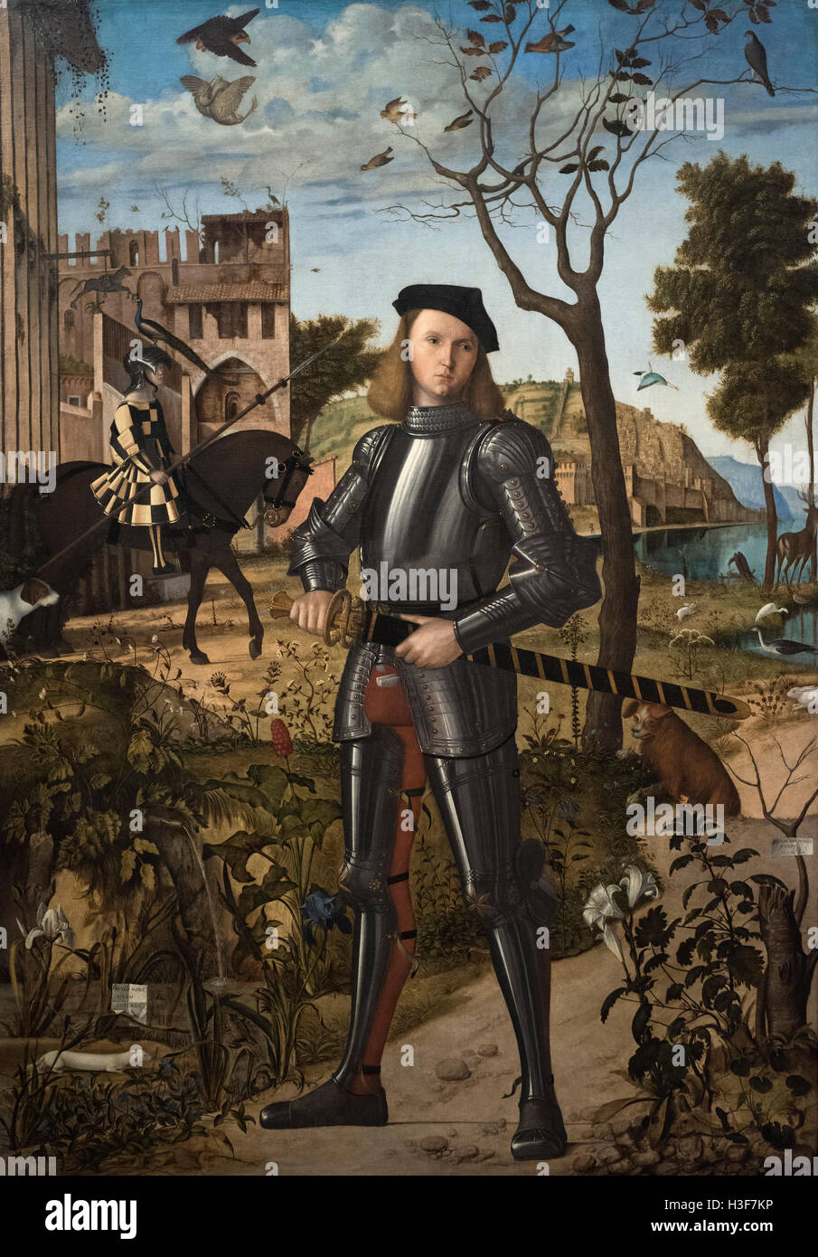 Vittore Carpaccio (ca.1465/67-1525/26), Young Knight in a Landscape, 1510. Stock Photo