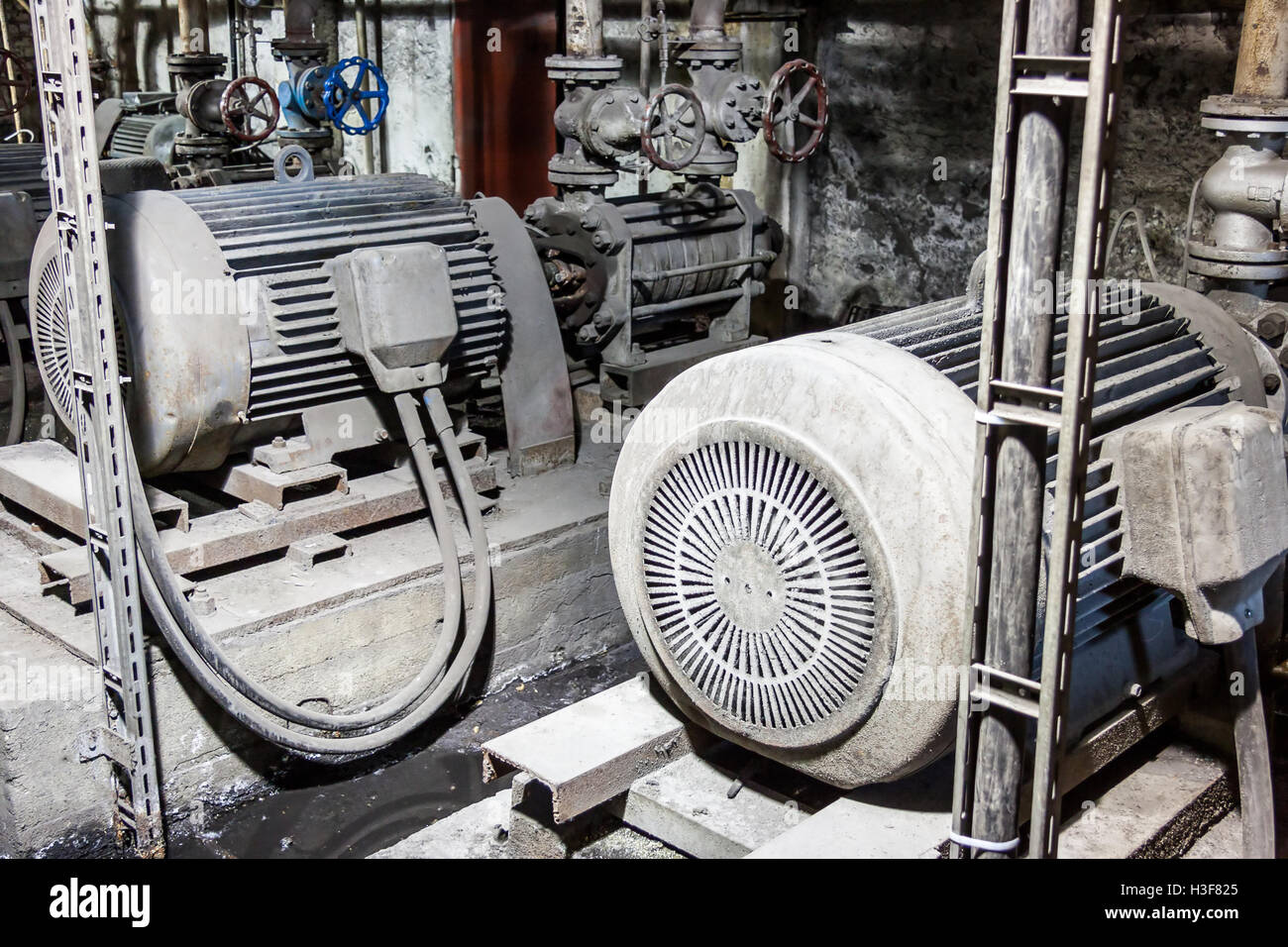 Engine room - power station, Poland. Stock Photo