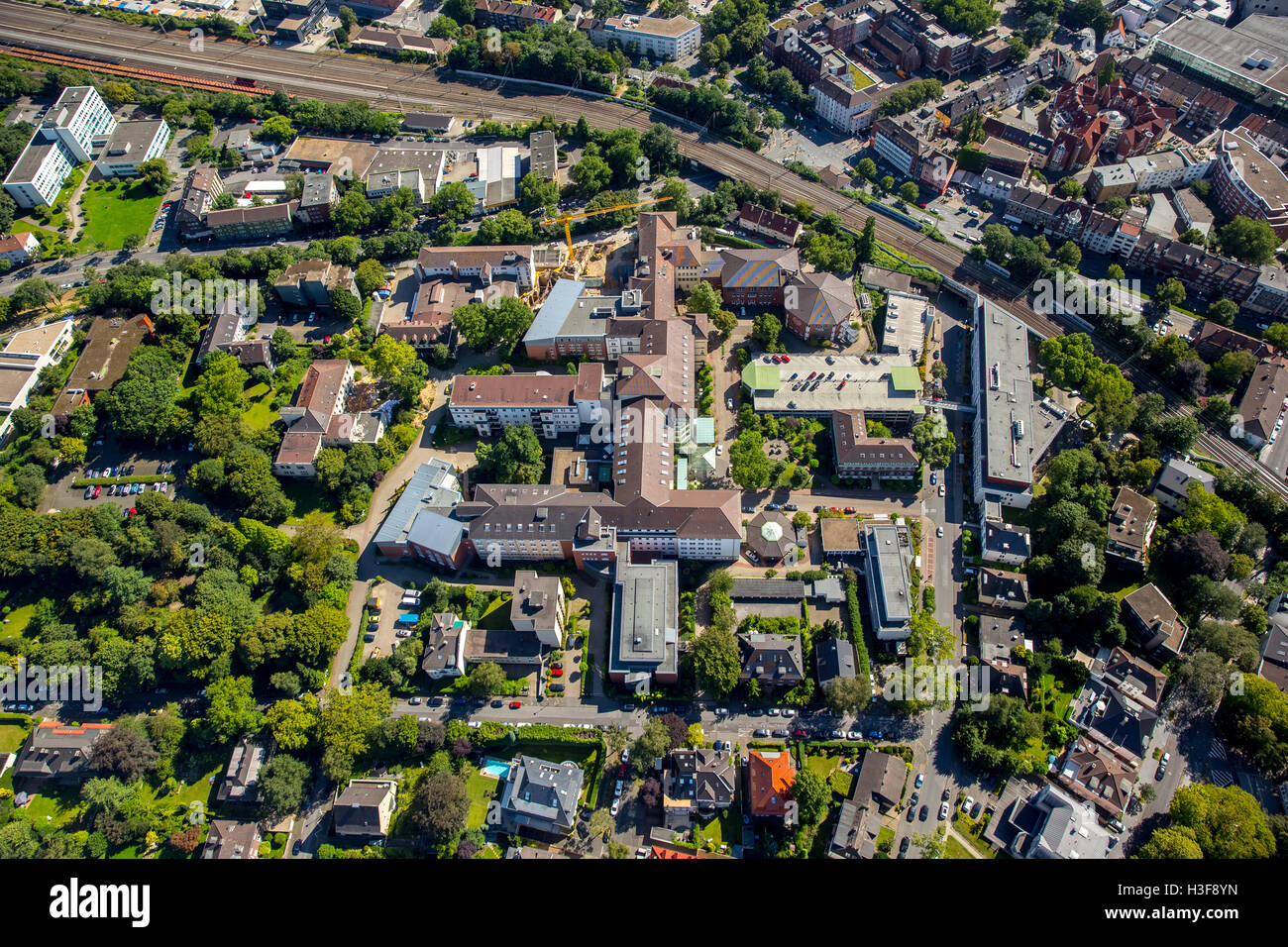 Aerial picture, Augusta sick person's institutions, hospital, Augusta medical centres of Bochum-Hattingen, Bochum, Ruhr area, Stock Photo