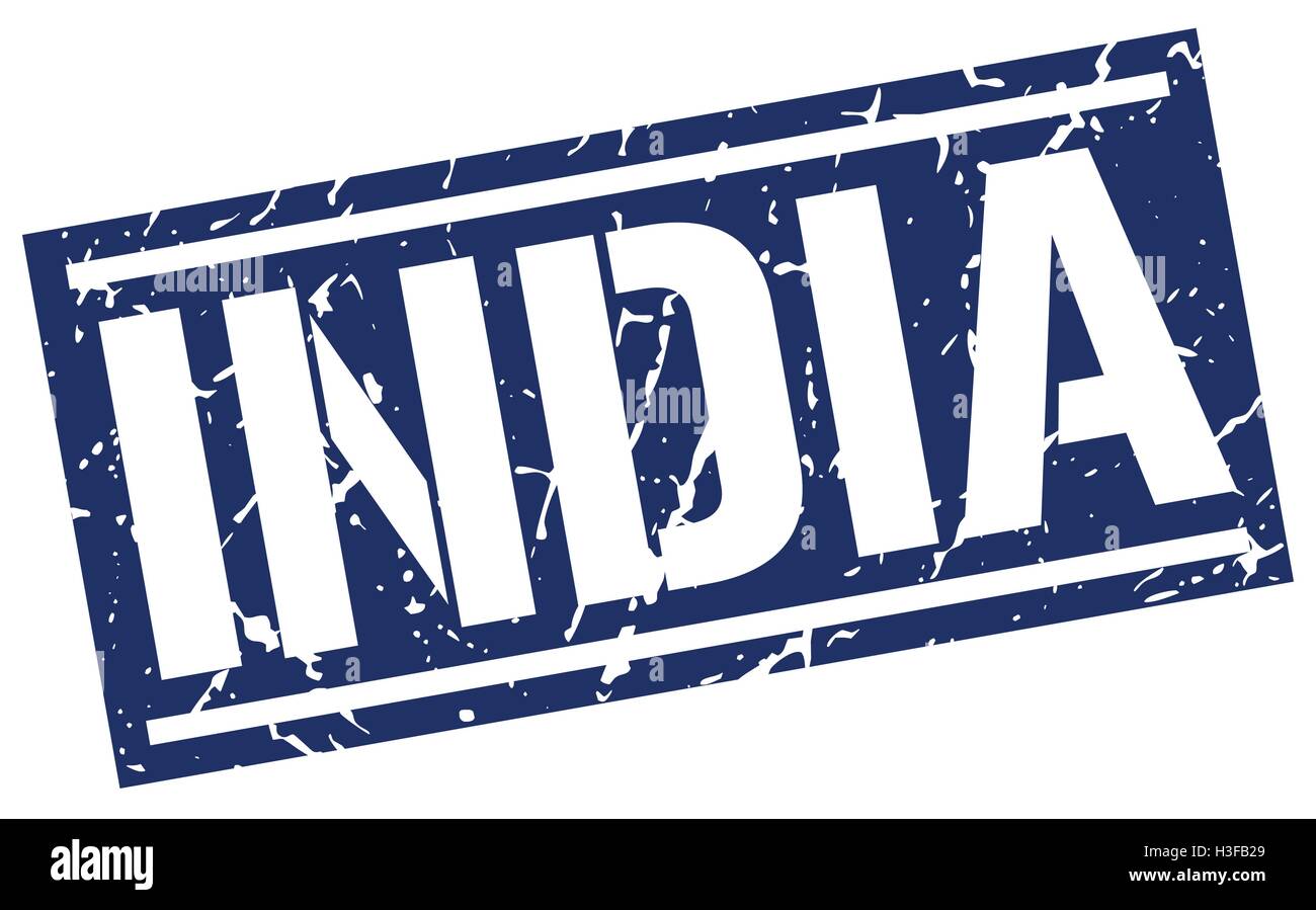 India blue square stamp Stock Vector Image & Art - Alamy