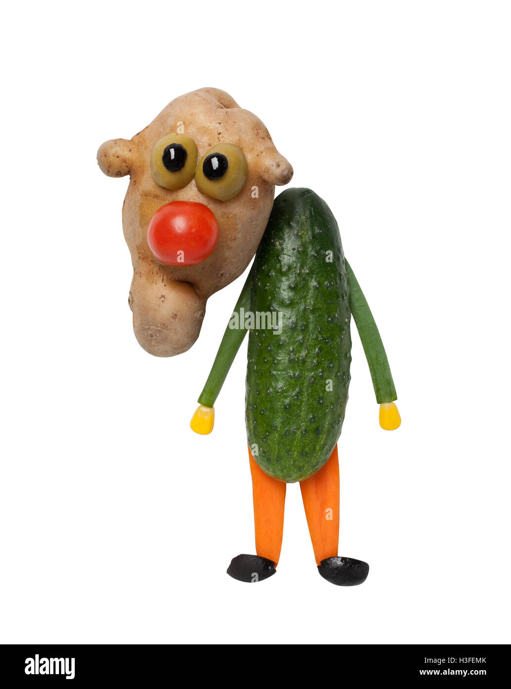 Surprised made of vegetables on isolated background Stock Photo
