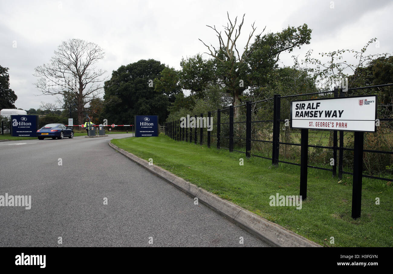 Sir Alf Ramsey Way at St George's Park, Burton. PRESS ASSOCIATION Photo. Picture date: Friday October 7, 2016. See PA story SOCCER England. Photo credit should read: Nick Potts/PA Wire. Stock Photo