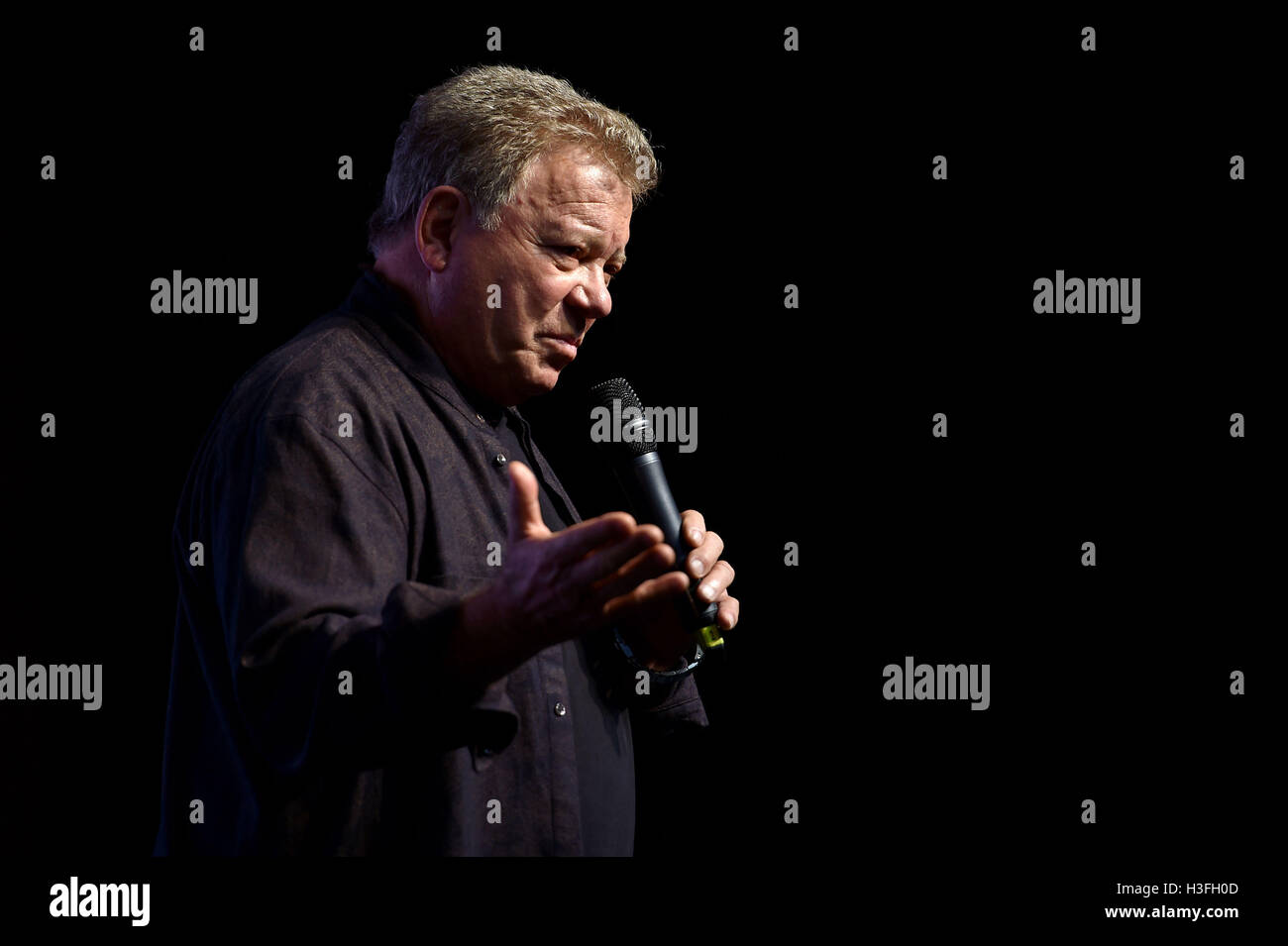 William Shatner, who played Captain Kirk in the original Star Trek, during a press conference to launch Destination Star Trek Europe at The NEC in Birmingham. Stock Photo