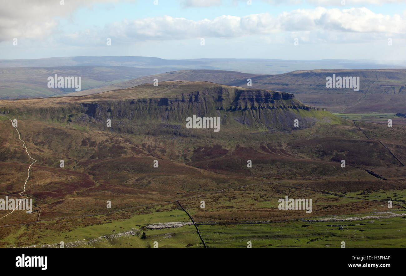 aerial view of a hillside escarpment in the Yorkshire Dales, UK Stock Photo