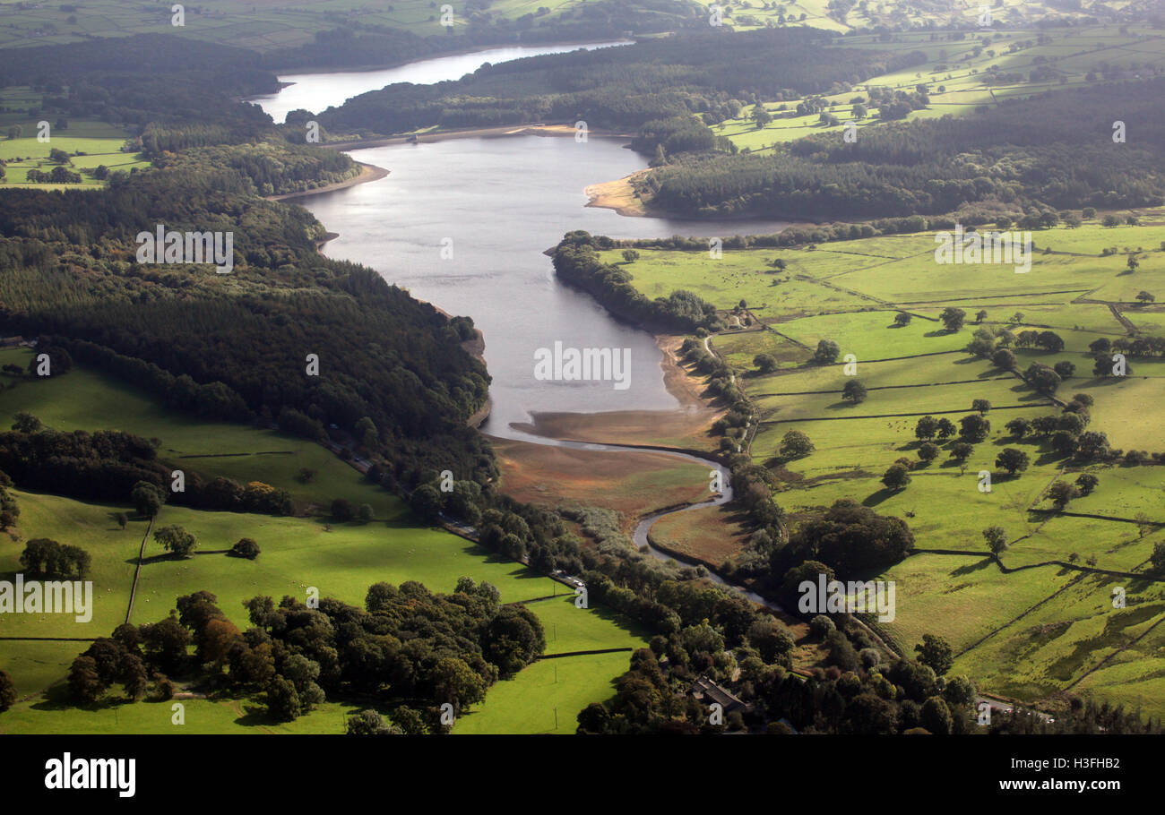 aerial view of Fewston Reservoir in North Yorkshire, UK Stock Photo