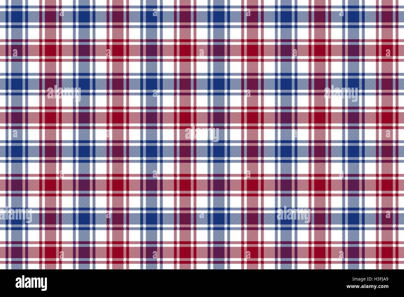 Red blue white check plaid texture seamless pattern background. Vector ...