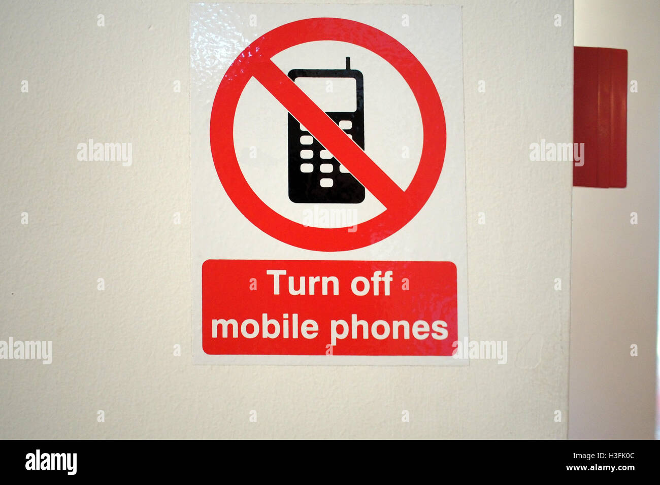 Turn off Mobile Phones prohibited warning sign Stock Photo