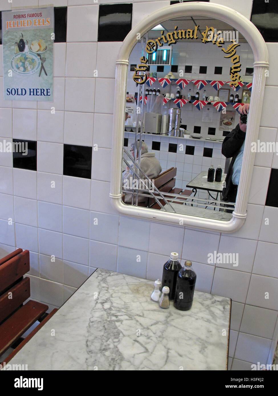 Inside Robins traditional Pie & Mash, Ilford Essex, Greater London, England Stock Photo