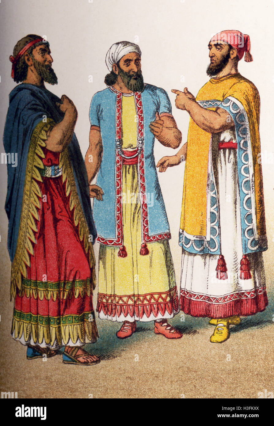The figures illustrated here are three Hebrew figures from the ancient Middle East. The illustration dates to 1882. Stock Photo