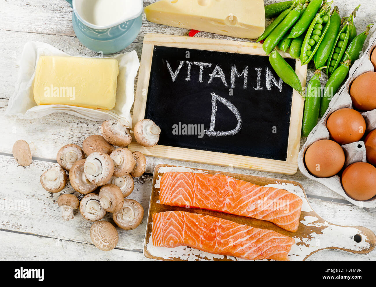 Foods rich in vitamin D. Healthy eating Stock Photo