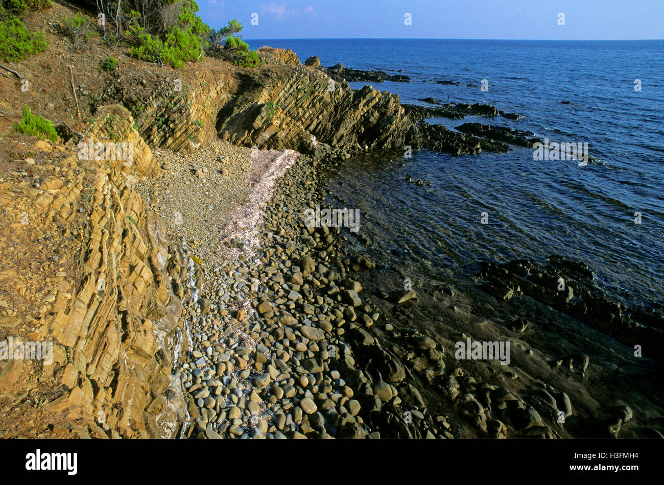 Rocky coastline between Ogliastro Marina and Punta Licosa, Cilento ...