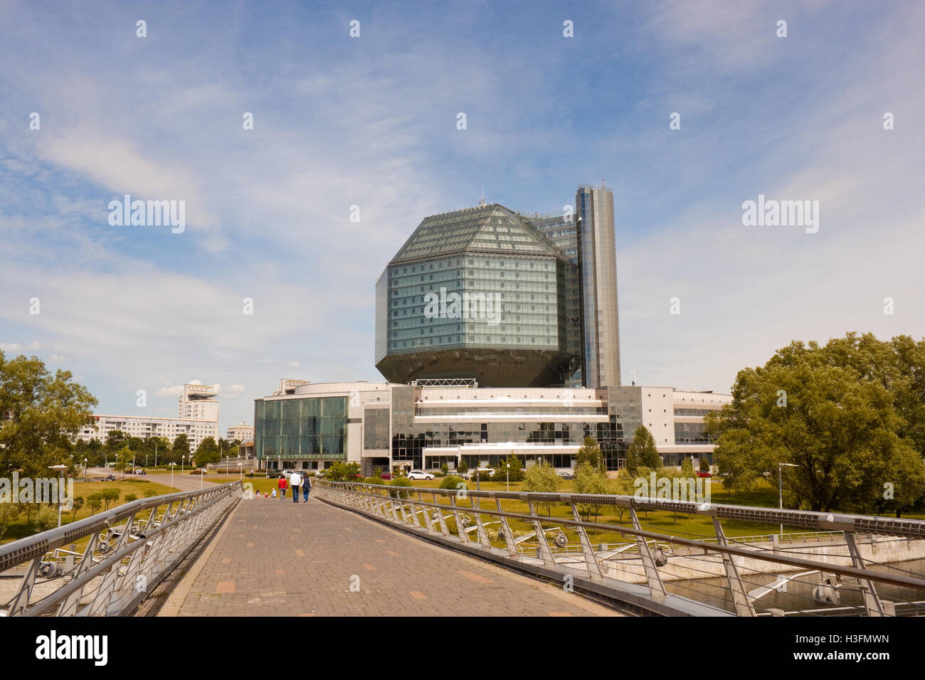 Minsk, Belarus - June 18, 2015: Modern building of National library of Belarus. Stock Photo