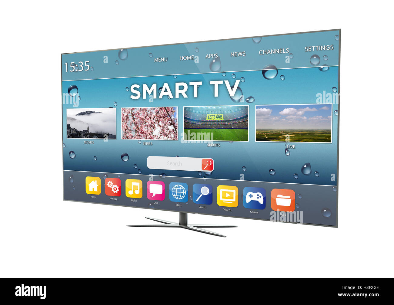 render of a modern television with smart tv. 3d rendering Stock Photo