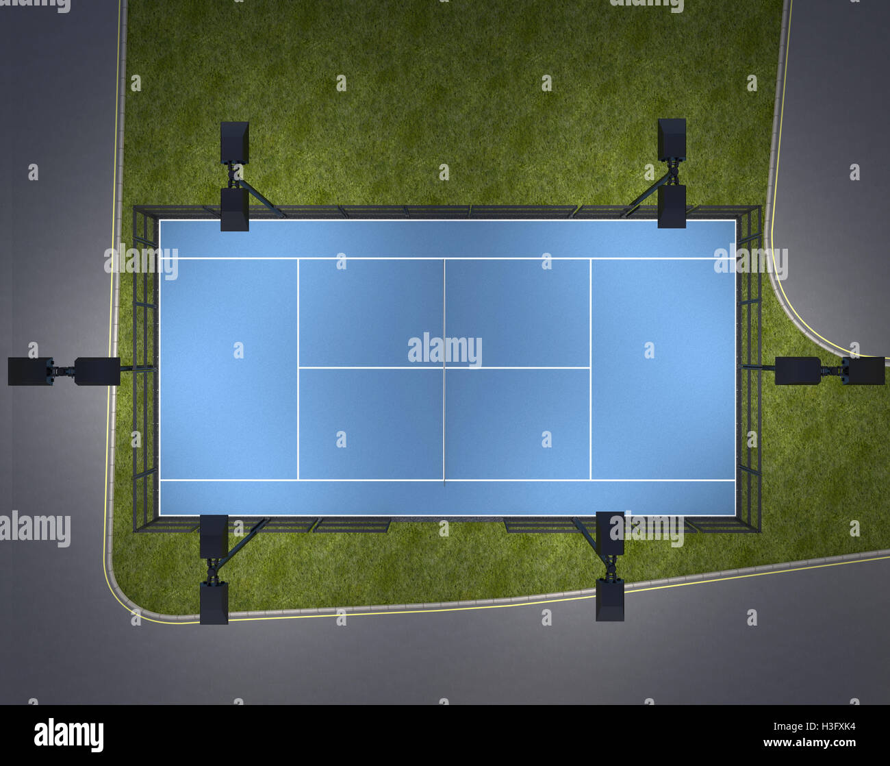 playground for tennis. top view 3d rendering Stock Photo