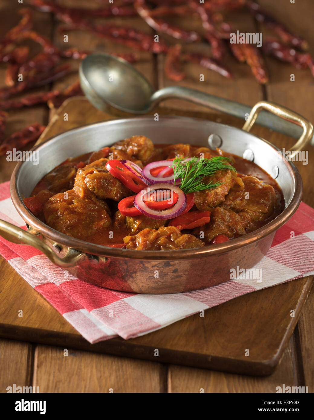 Pörkölt. Paprika meat stew. Hungary Food Stock Photo