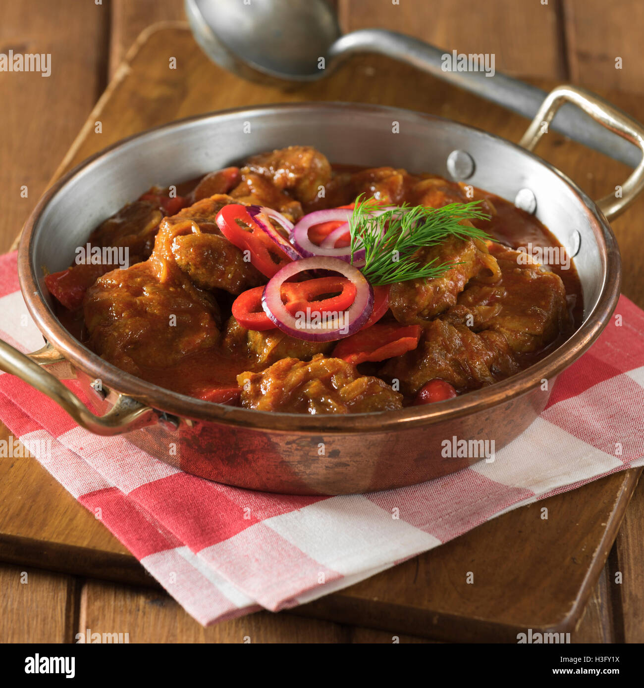 Pörkölt. Paprika meat stew. Hungary Food Stock Photo