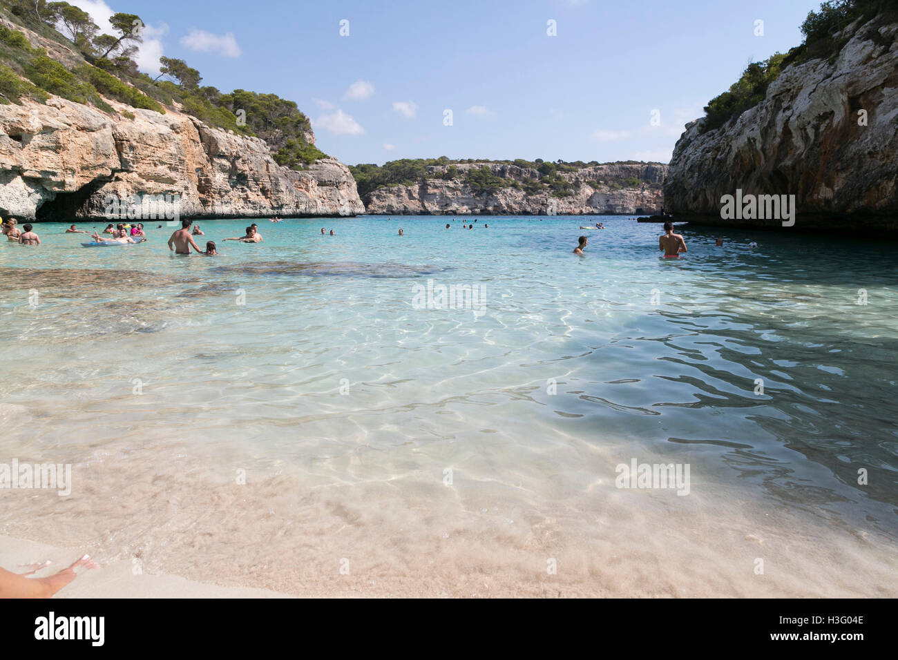 Paradisiac beach in Mallorca with blue and clear water, Spain Stock Photo