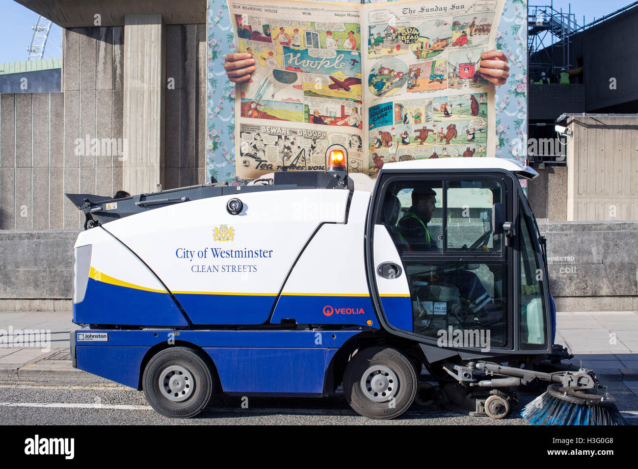 City of Westminster clean up road cleaning vehicle Stock Photo