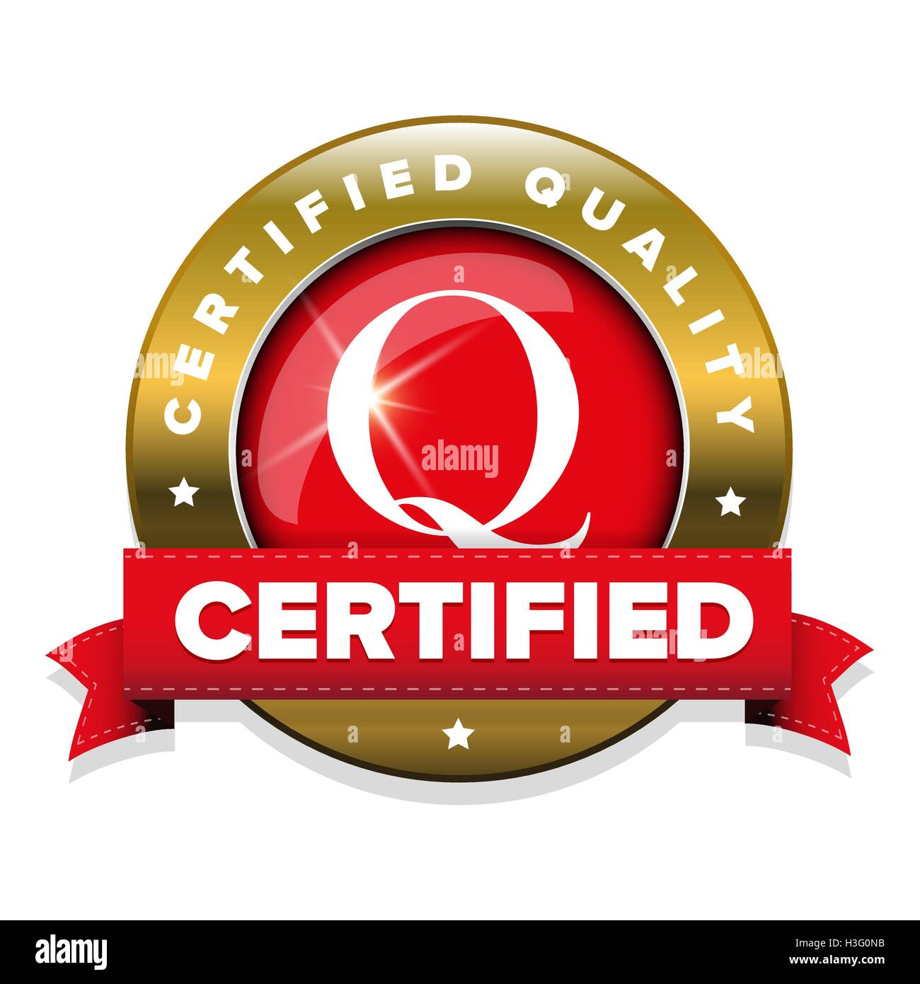 Certified quality badge with red ribbon Stock Vector Image & Art - Alamy