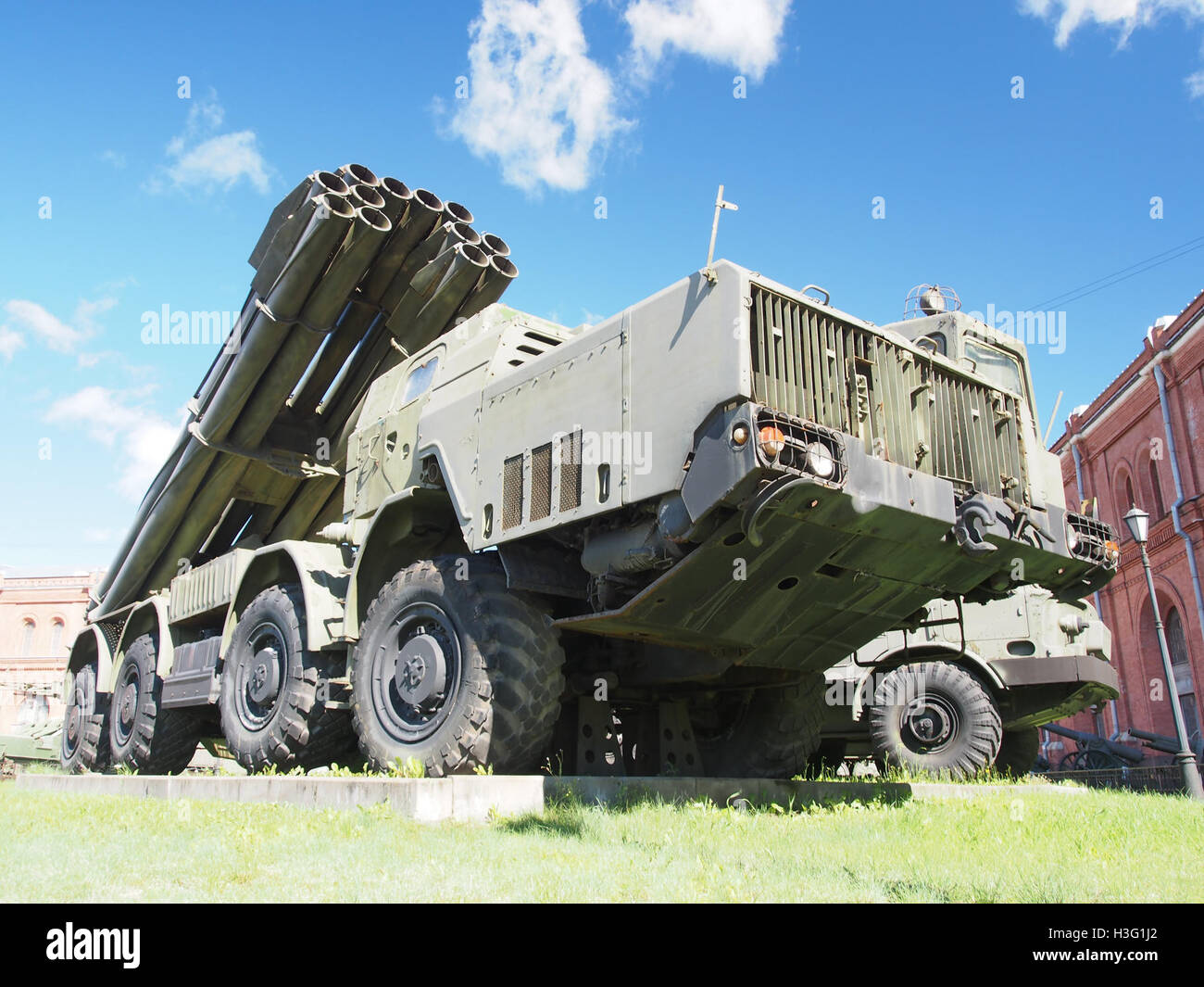 9A52 of 300-mm multiple rocket launching system 9K58 «Smerch», Artillery museum, Saint-Petersburg pic5 Stock Photo
