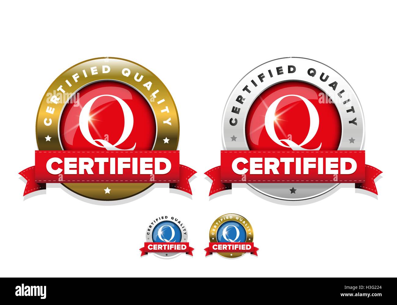 Certified quality badge with red ribbon Stock Vector Image & Art - Alamy
