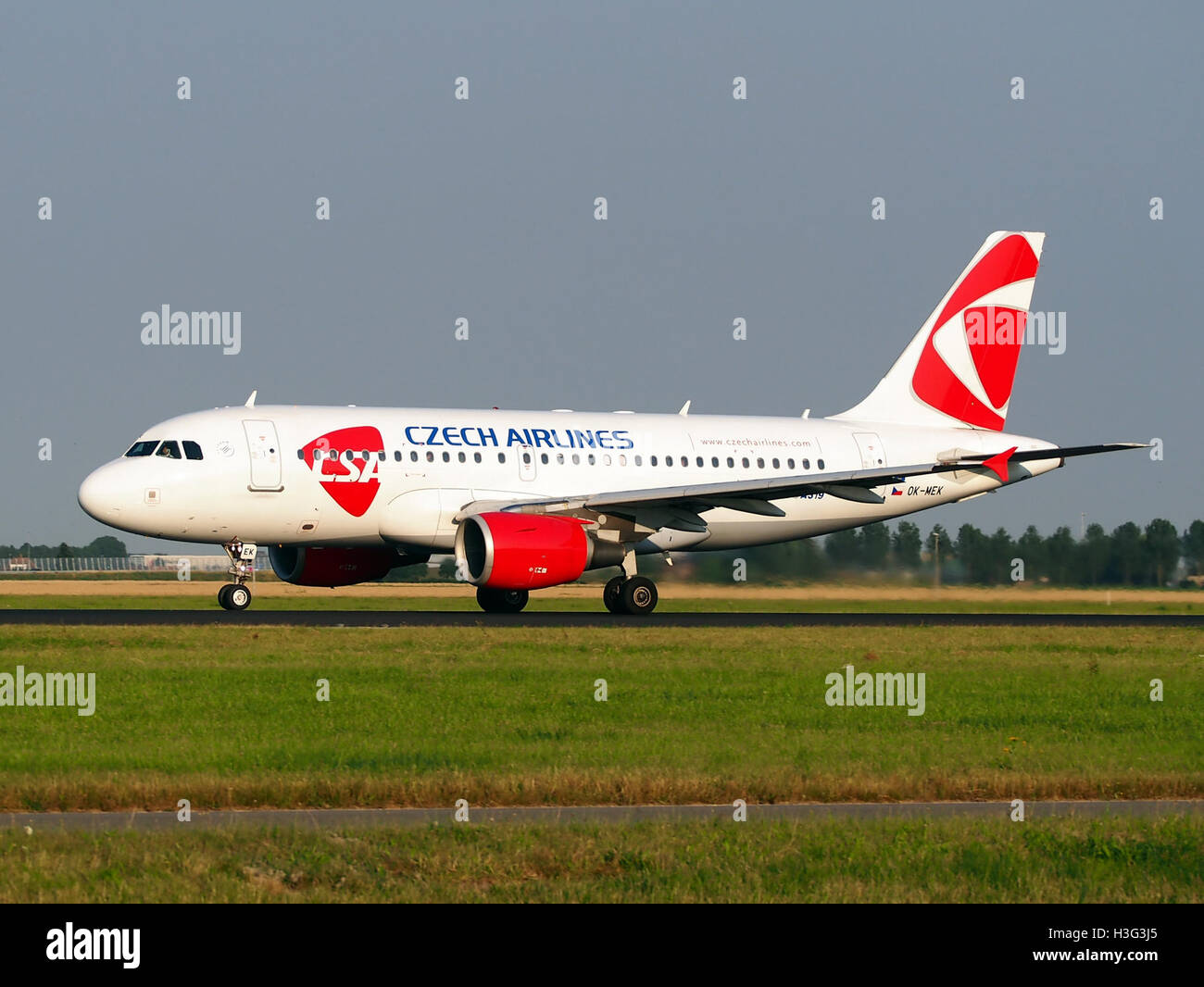 OK-MEK Czech Airlines (CSA) Airbus A319-112 - cn 3043 takeoff from Schiphol pic2 Stock Photo