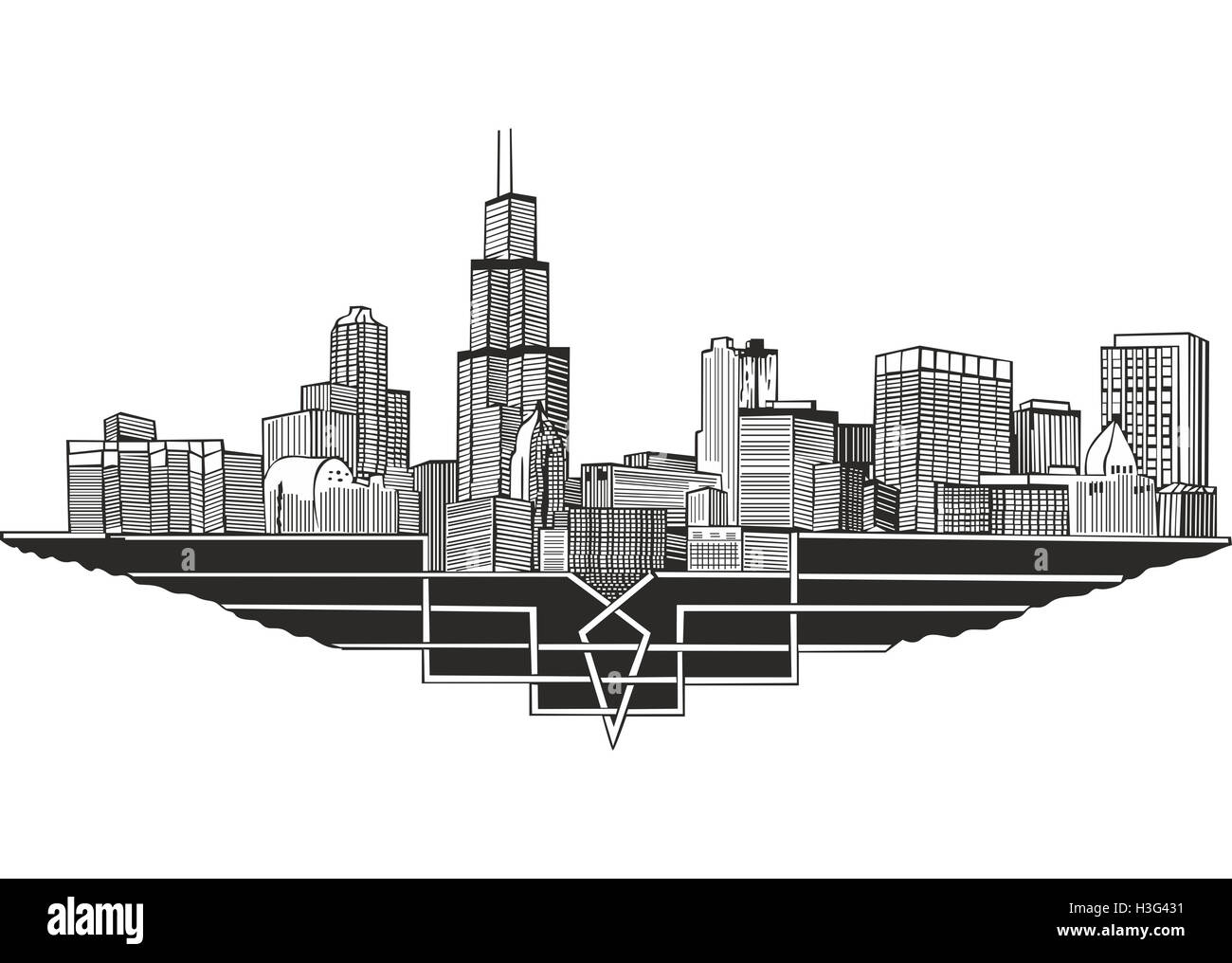 Chicago city skyline silhouette hi-res stock photography and images - Alamy