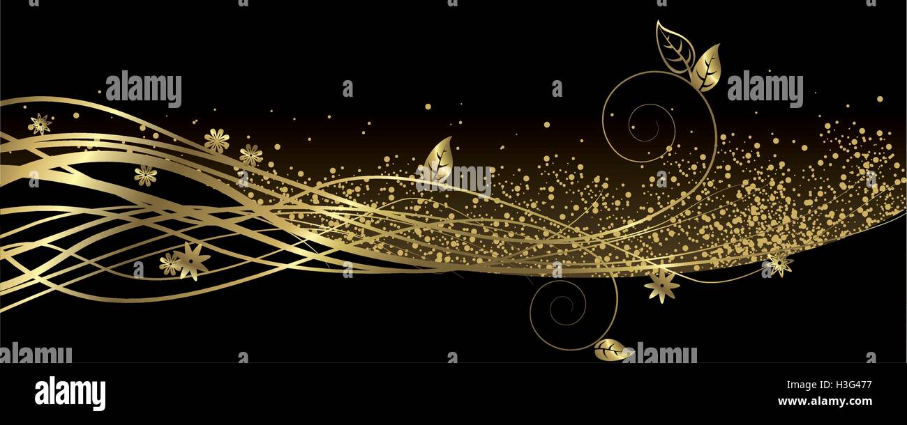 Black gold banner full vector hi-res stock photography and images - Alamy